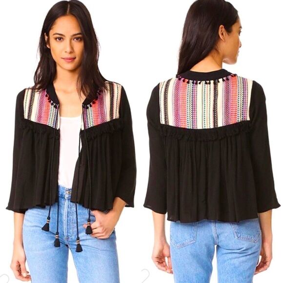 RAHI CALI embroidered fringe crinkle jacket - Picture 2 of 12